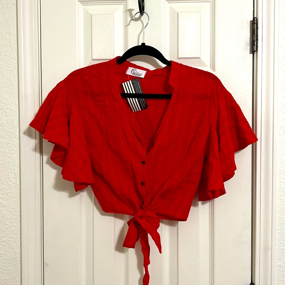 Poppy Red Twist Tie Top